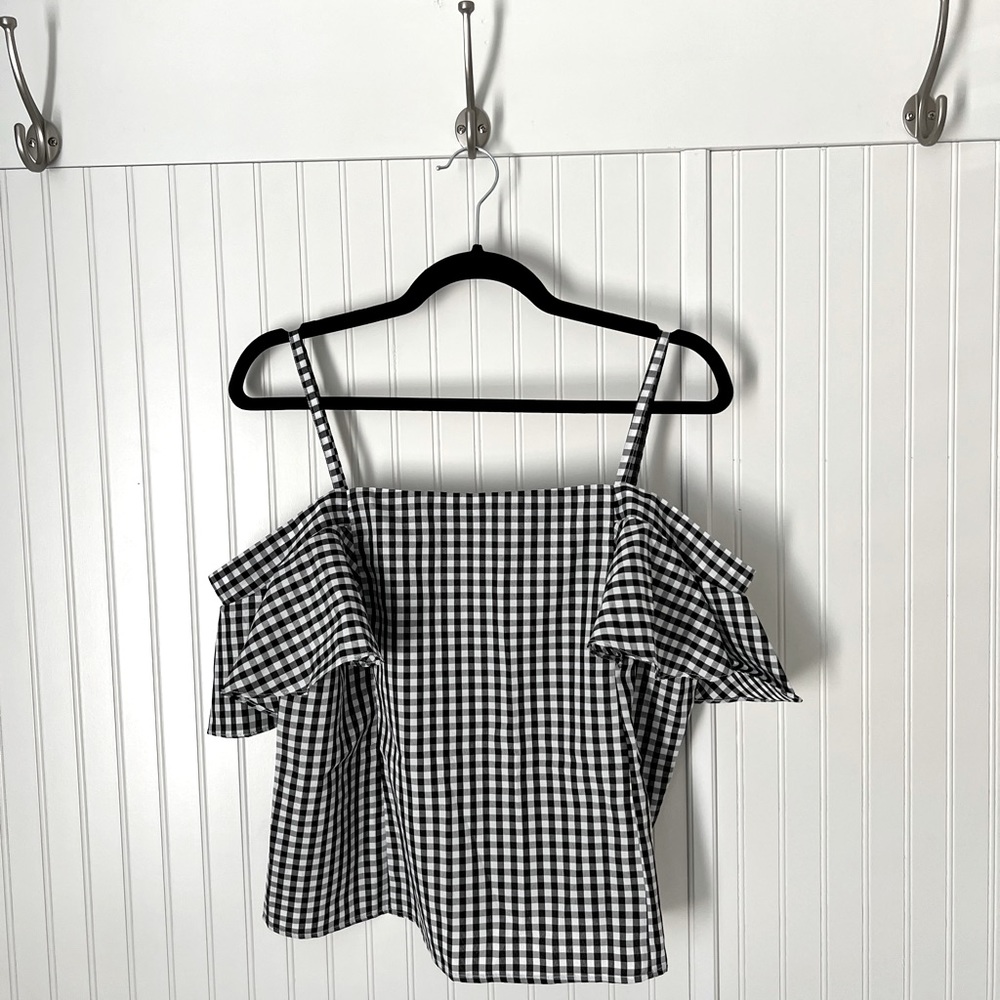 Gingham Off-The-Shoulder Top